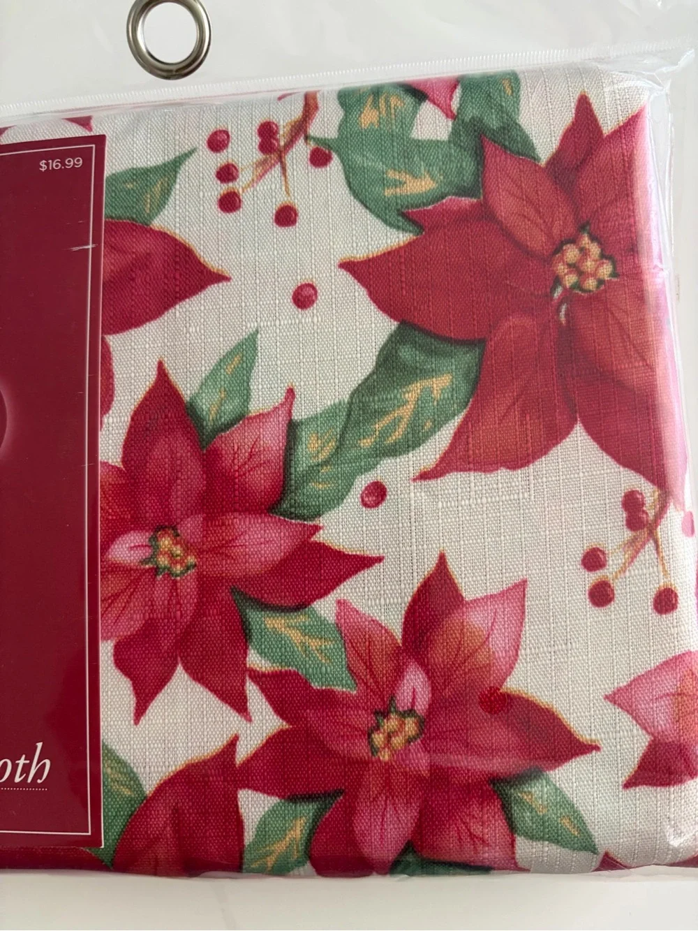 NWT Christmas print fabric tablecloth. 60x84 oblong. Original packaging